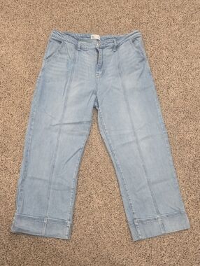 "Short Story" Jeans. Petite. 16P. Barrel jeans. High Rise, Light Blue.